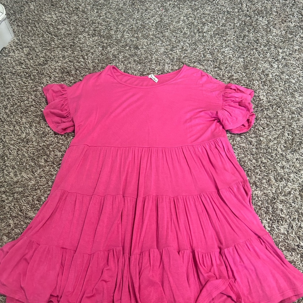Beeson River Pink Ruched Puff Sleeve Sundress